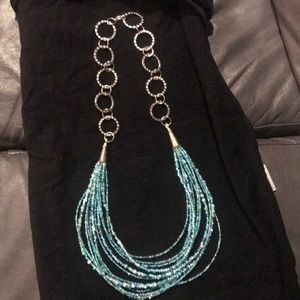 Hand strung Swarovski bead blue shade  1 of a kind